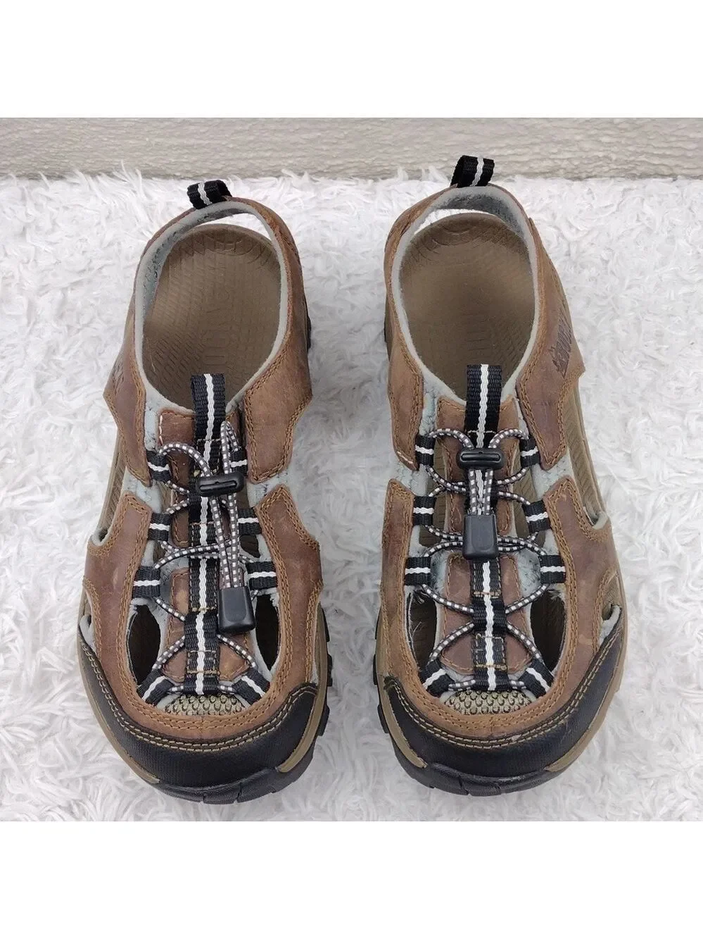 Rocky Endeavour Point Brown Leather Neoprene Round Toe Slingback Hiking Sandal